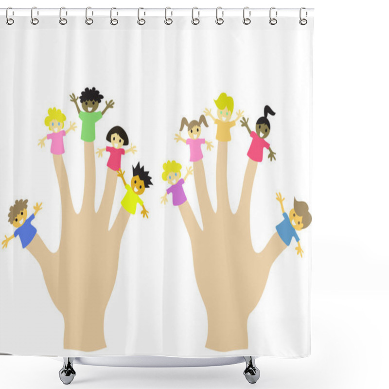 Personality  Hand Wearing 10 Finger Children Puppets Shower Curtains