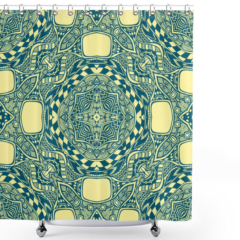 Personality  Seamless Pattern From Abstract  Ornament Light Blue Shower Curtains