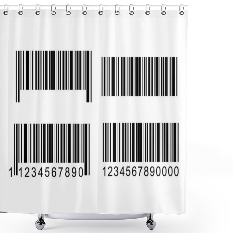 Personality  Set Of Barcode Vector Icon. Bar Code For Web Flat Design. Scanner Illustration . Shower Curtains