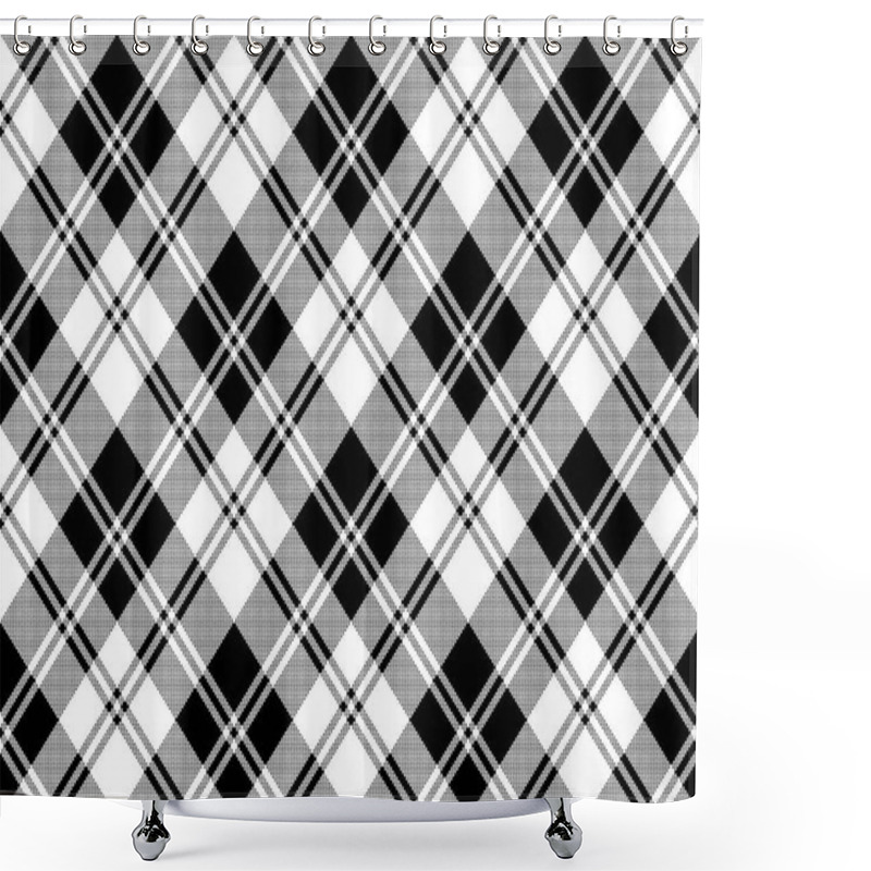 Personality  Classic Plaid Black White Pixel Seamless Pattern. Vector Illustration. Shower Curtains