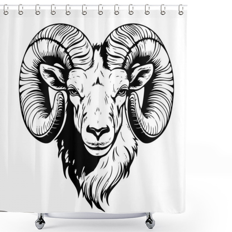 Personality  Mountain Ram Face Hand Drawn Sketch Vector Shower Curtains