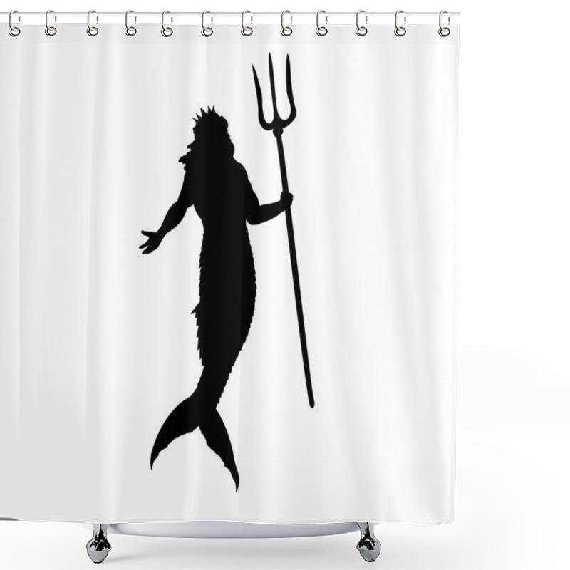 Personality  Poseidon Neptune God Silhouette Mythology Fantasy Shower Curtains