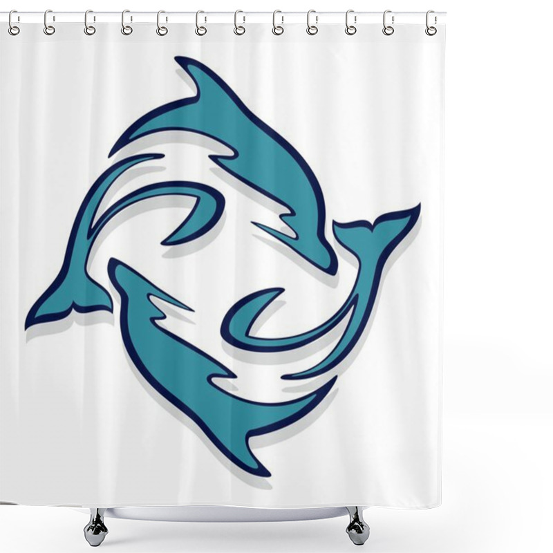 Personality  Logo With Dolphins. Shower Curtains