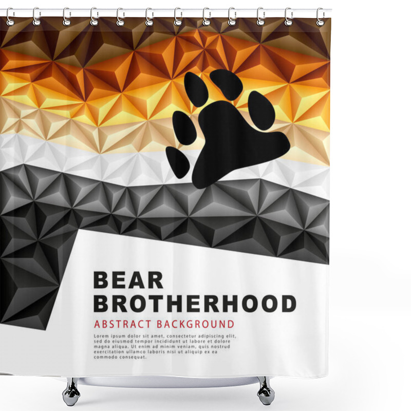 Personality  Polygonal Flag Of The Bear Brotherhood. Abstract Background In The Form Of Colorful Brown, Orange, Yellow, White, Gray And Black Pyramids. Gay Bear. Sexual Identification. Vector Illustration. Shower Curtains