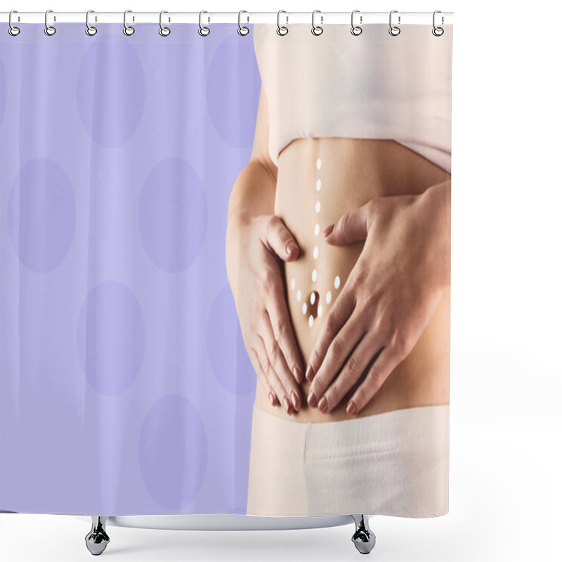 Personality  Slim Woman Touching Her Belly Shower Curtains