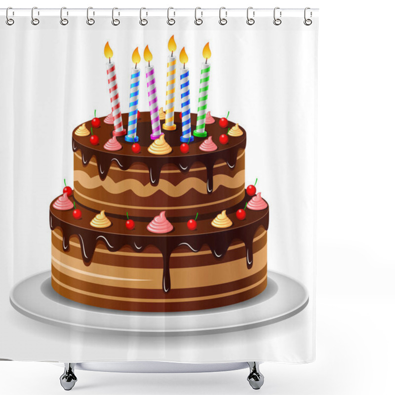 Personality  Birthday Cake With Candles Shower Curtains