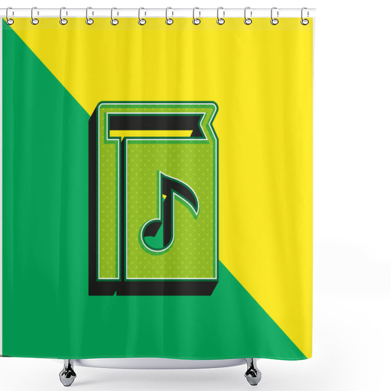 Personality  Book Of Music Green And Yellow Modern 3d Vector Icon Logo Shower Curtains