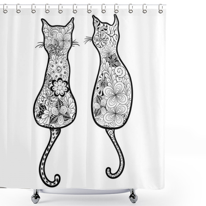 Personality  Cats Doodle Illustration Shower Curtains