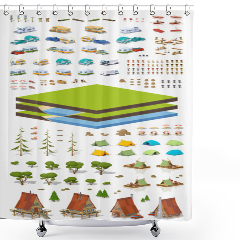 Personality  Tourism Construction Set Shower Curtains