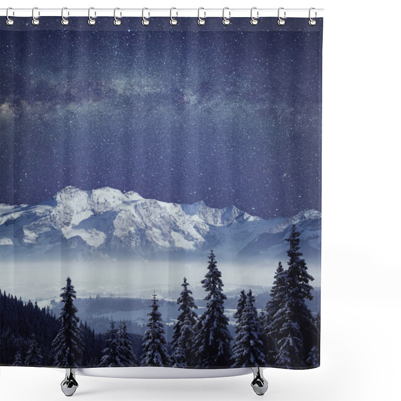 Personality  Night Mountain Winter Landscape Shower Curtains