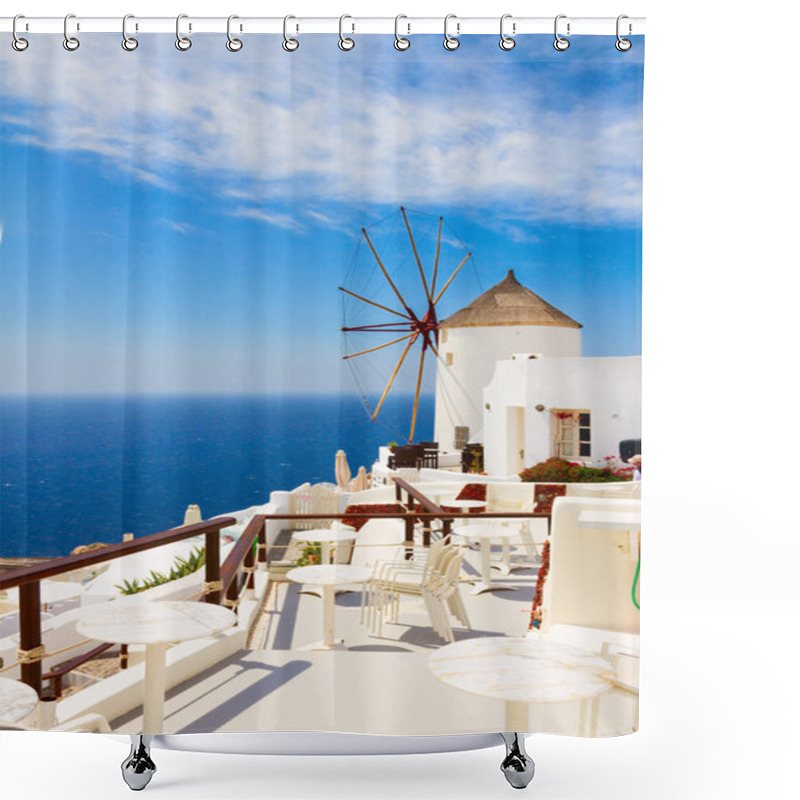 Personality  Oia, Traditional Greek Village Shower Curtains