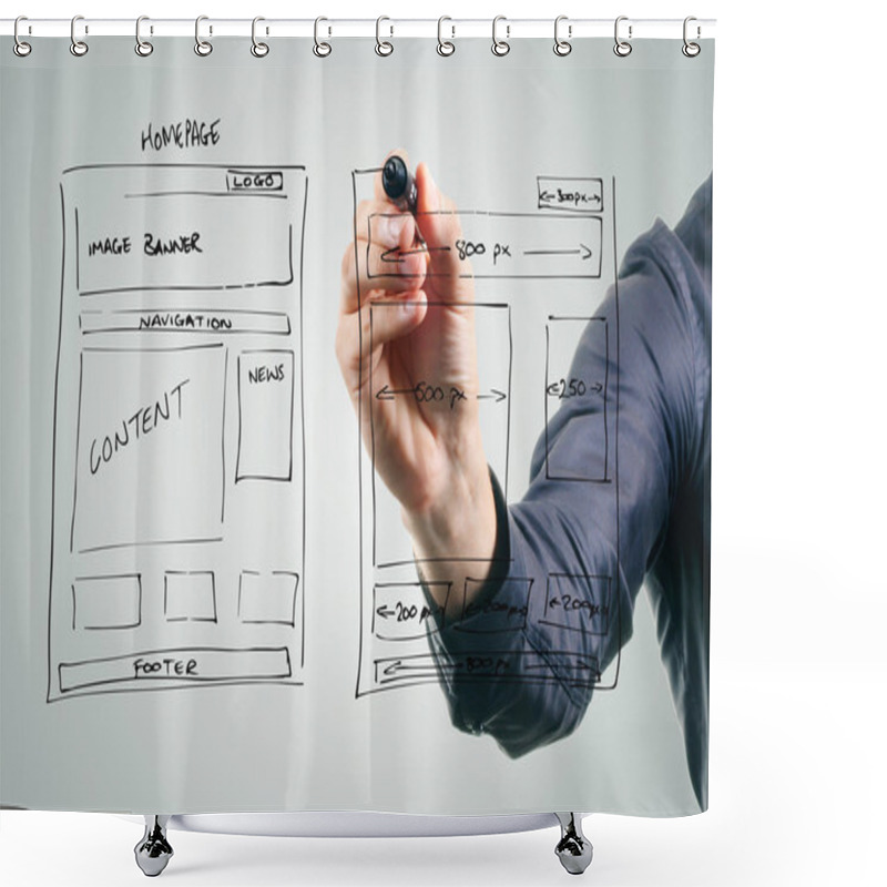 Personality  Designer Drawing Website Development Wireframe Shower Curtains