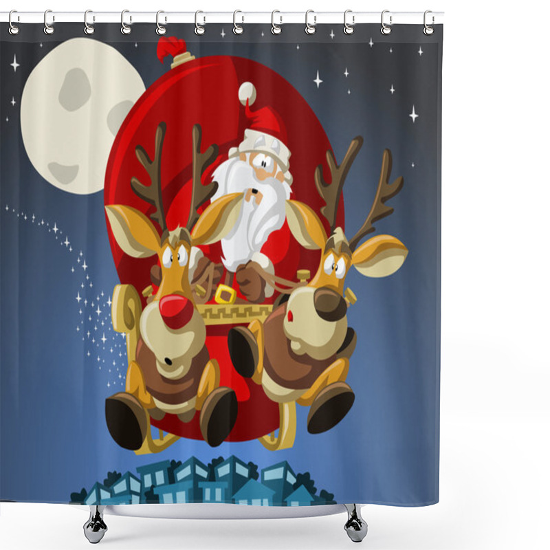 Personality  Santa-Claus On Sleigh Shower Curtains