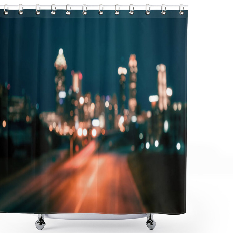 Personality  Bokeh Lights Of Modern City Skyline Shower Curtains