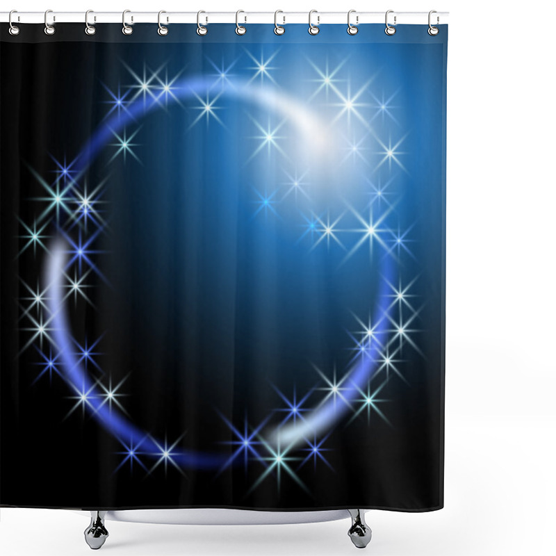 Personality  Glowing Round Frame With Stars Shower Curtains