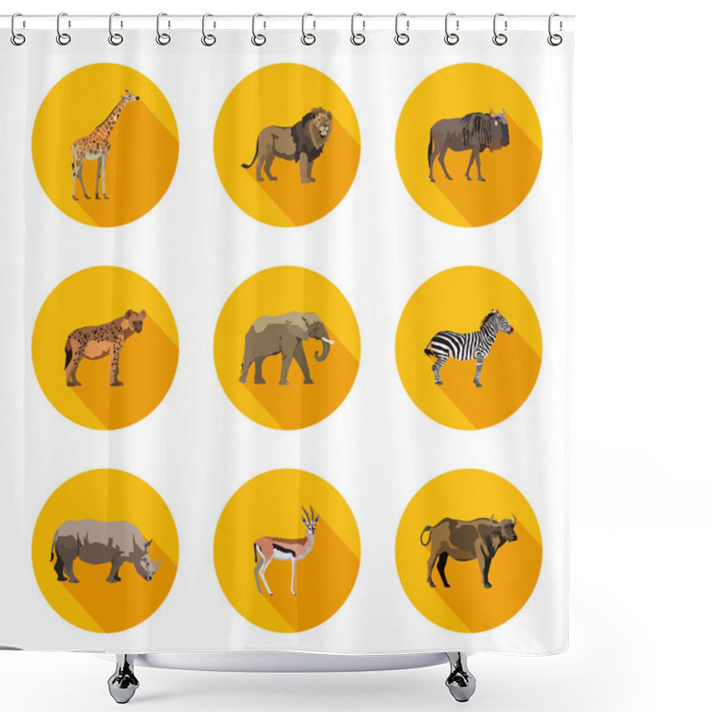 Personality  Africa Animals Flat Icons Set Shower Curtains