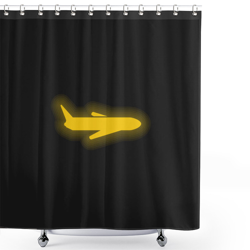 Personality  Airplane Yellow Glowing Neon Icon Shower Curtains