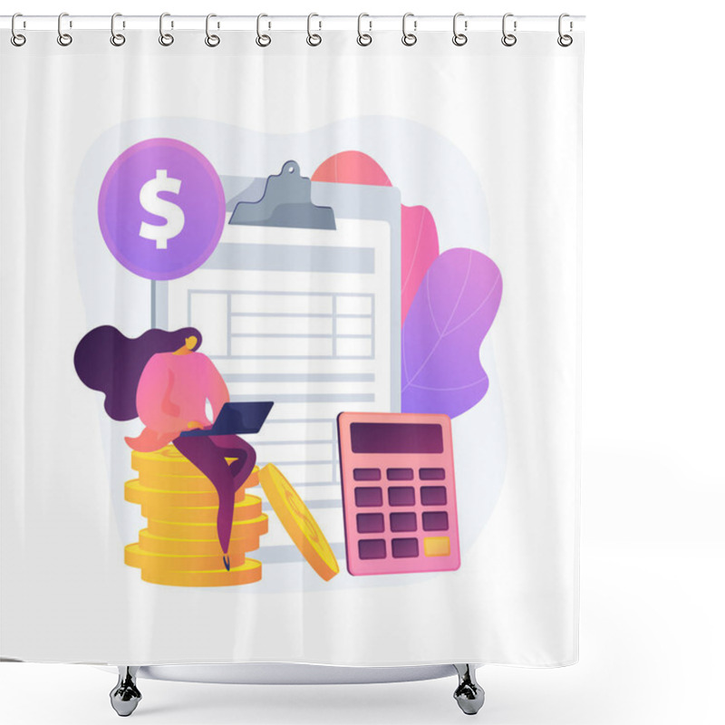 Personality  Net Income Calculating Abstract Concept Vector Illustration. Shower Curtains