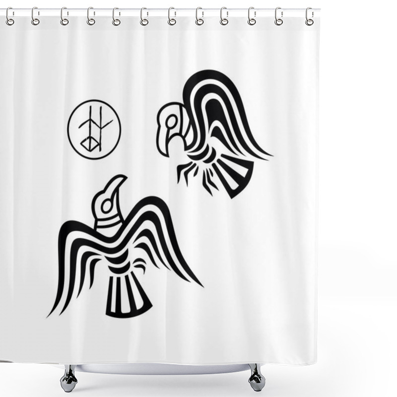 Personality  Huginn And Muninn - Odin's Ravens Shower Curtains