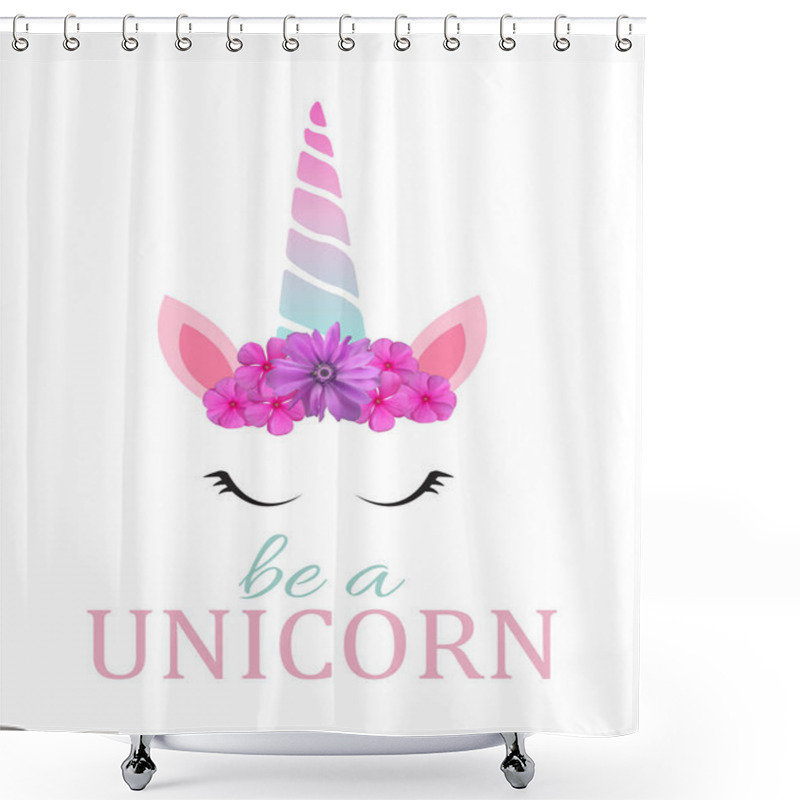 Personality  Cute Be A Unicorn Background. Vector Illustration EPS10 Shower Curtains