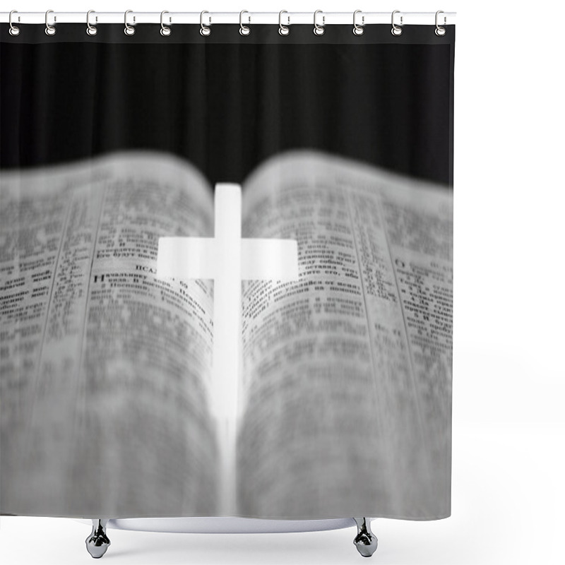 Personality  Christian Cross On Bible Shower Curtains