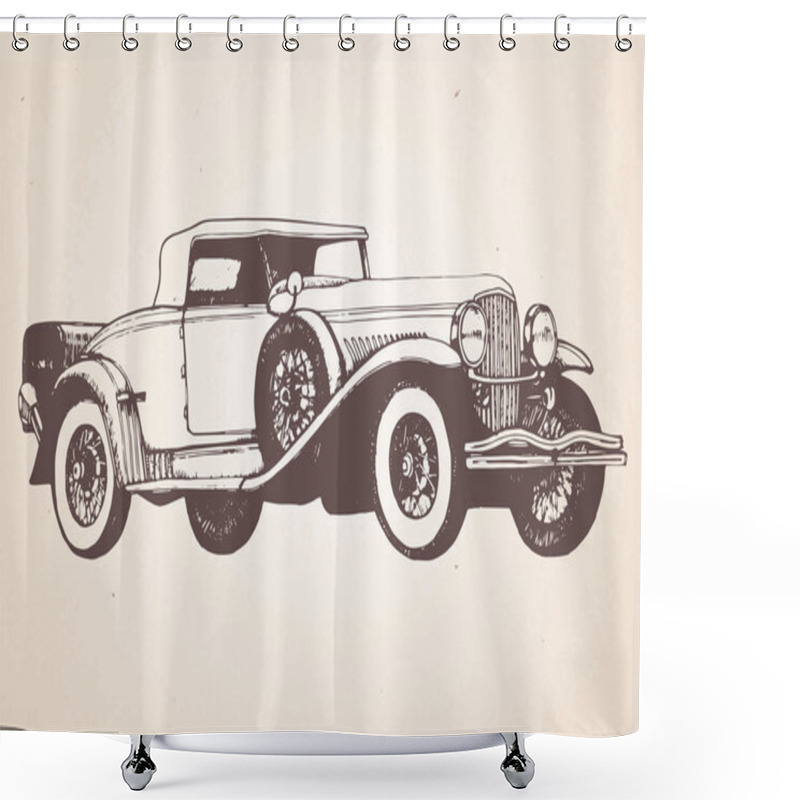 Personality  Hand Drawn Retro Car. Shower Curtains