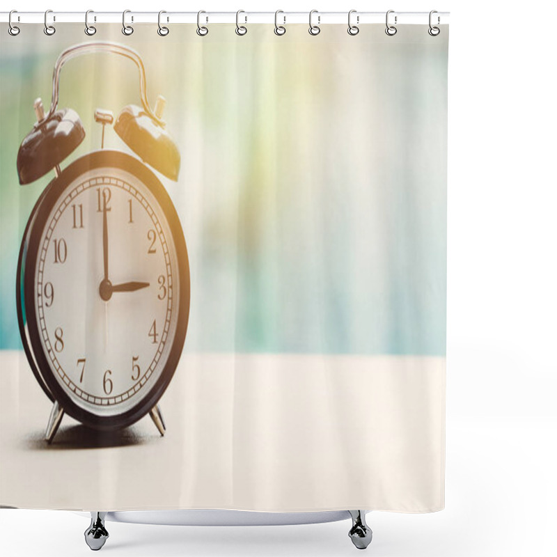 Personality  3 O'clock Retro Clock At The Swimming Pool Outdoor Relax Time Holiday Time Concept. Shower Curtains