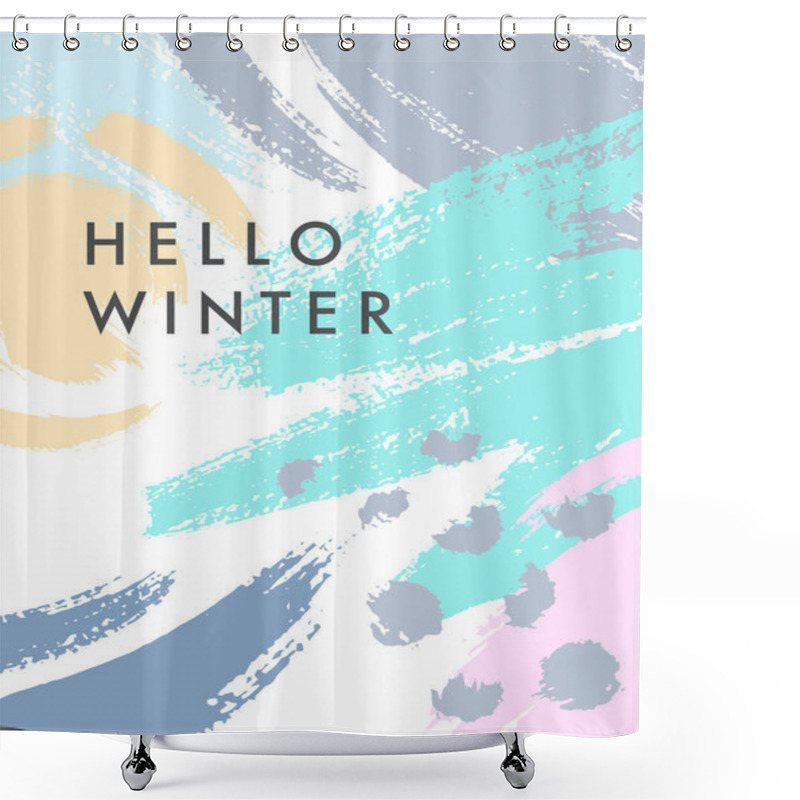 Personality  Trendy Winter Poster With Hand Drawn Shapes And Textures In Soft Pastel Colors.Unique Graphic Design Perfect For Prints,flyers,banners,invitations,special Offer And More.Modern Vector Illustration. Shower Curtains