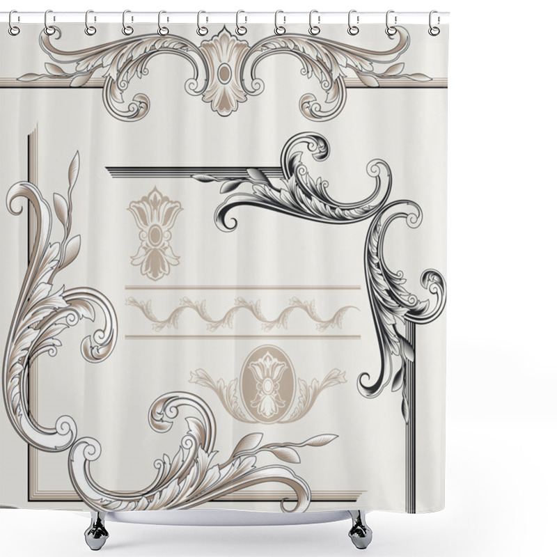 Personality  Set Of Classic Decor Elements Shower Curtains