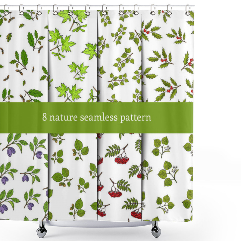 Personality  Set Of Seamless Pattern With Tree Branches Shower Curtains