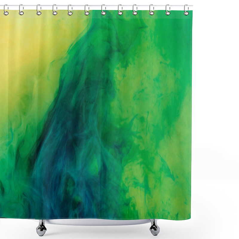 Personality  Artistic Background With Green Paint Flowing In Water Shower Curtains