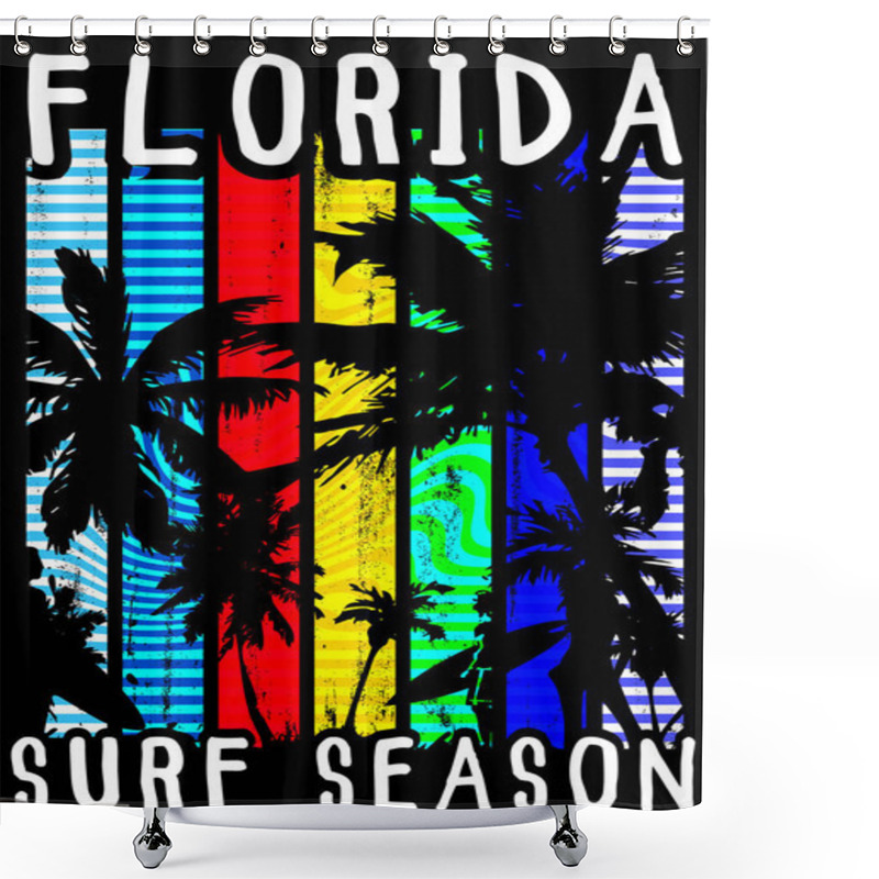 Personality  Florida Summer Tee Graphic Design Shower Curtains