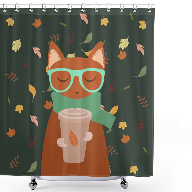 Personality  Satisfied Autumn Cat Shower Curtains