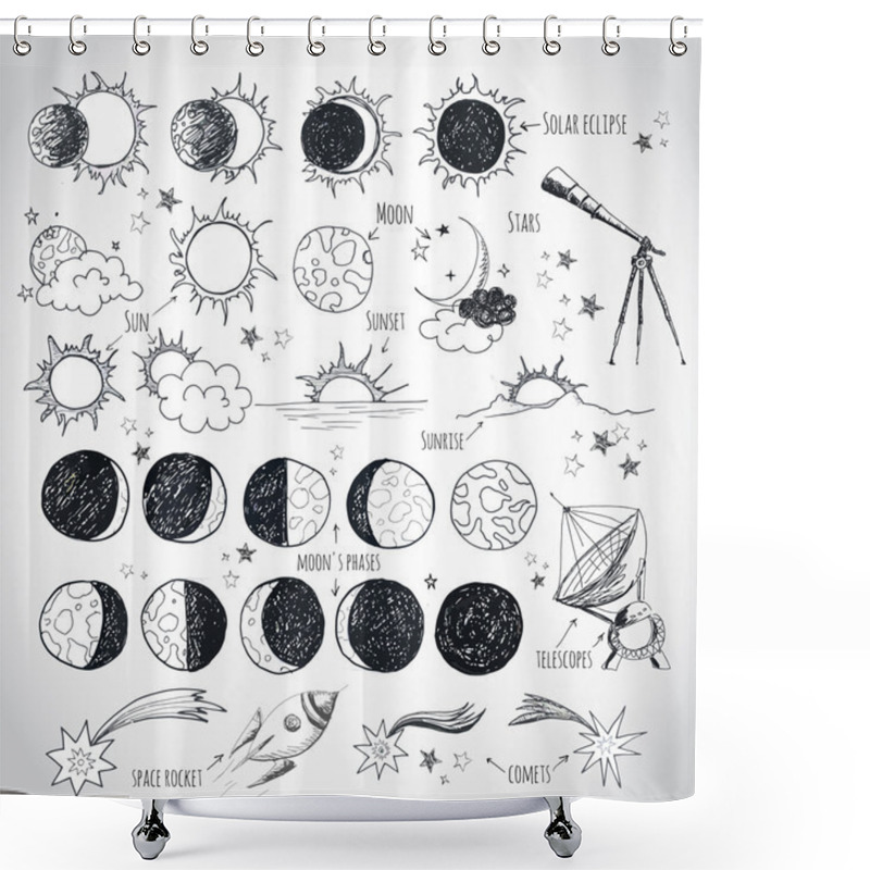 Personality  Set Of Astronomy Sketches. Shower Curtains