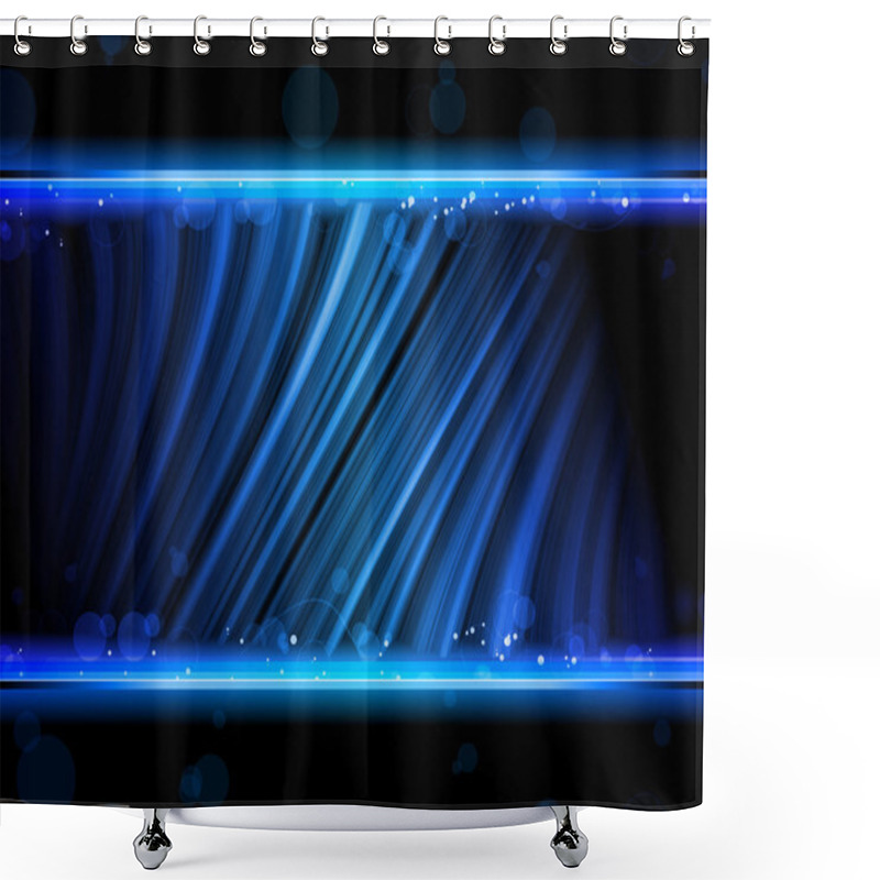 Personality  Disco Abstract Blue Waves On Black Background Shower Curtains