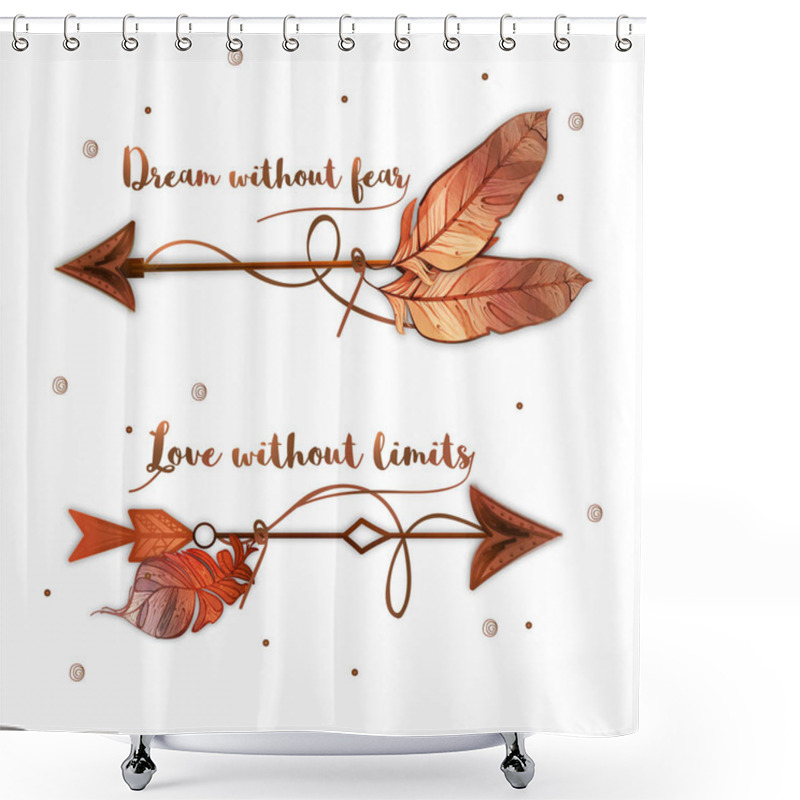 Personality  Ethnic Boho Arrows With Inspirational Quotes. Shower Curtains