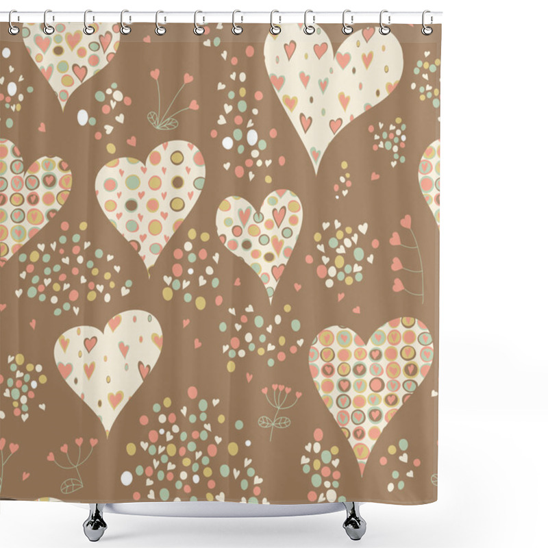 Personality  Cartoon Hearts Seamless Pattern. Shower Curtains