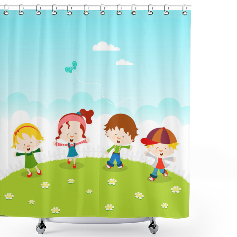 Personality  Kids Celebrating Spring Shower Curtains