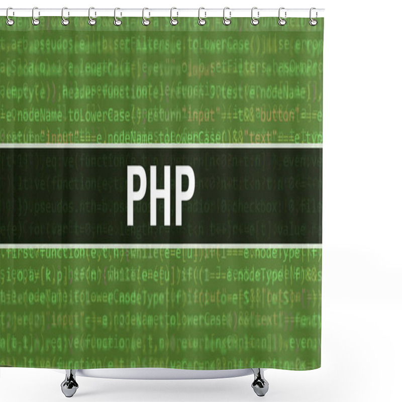 Personality  PHP With Binary Code Digital Technology Background. Abstract Background With Program Code And PHP. Programming And Coding Technology Background. PHP With Program Listin Shower Curtains