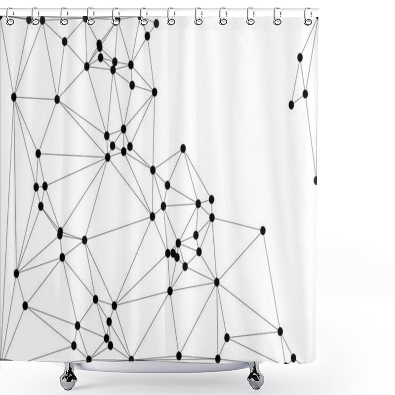 Personality  Abstract Polygonal Mesh With Black Nodes And Thin Lines, Creating A Minimalist Geometric Network Pattern Shower Curtains