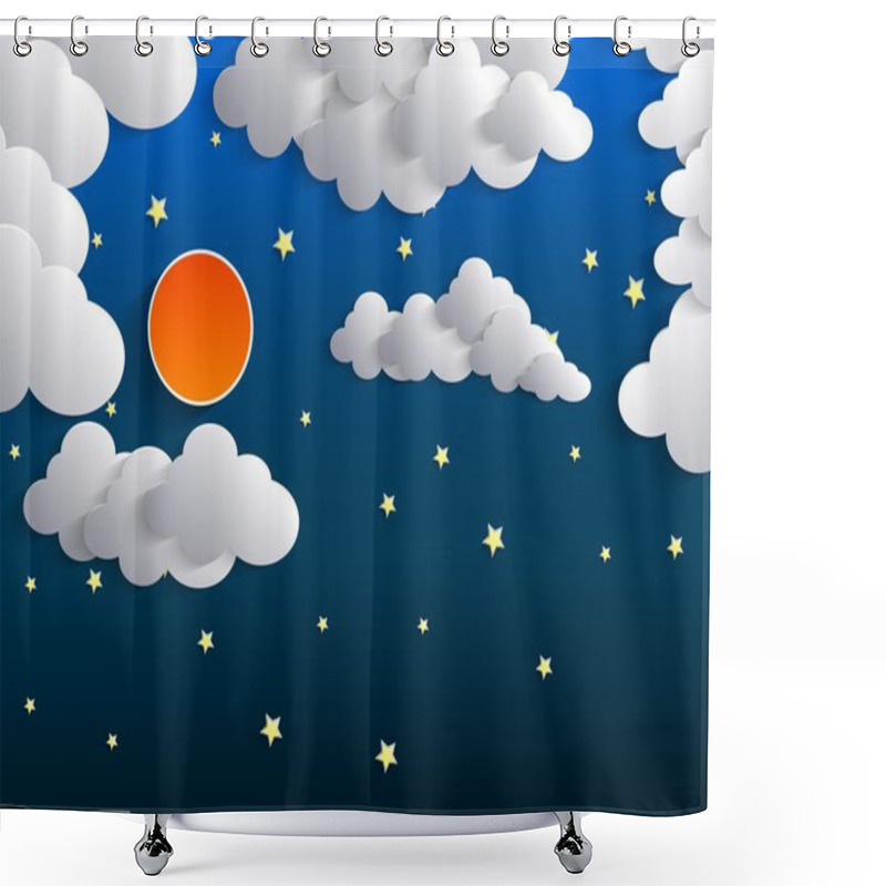 Personality  Night Background, Moon, Clouds And Stars On Dark Blue Sky Shower Curtains