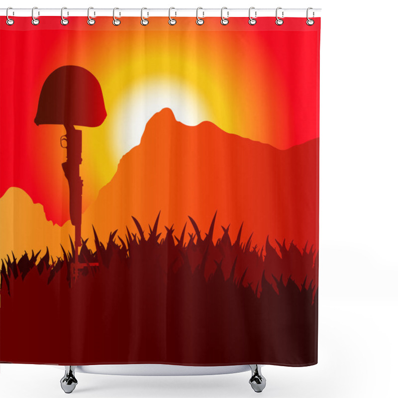 Personality  The Grave Of The Fallen Soldier. Shower Curtains