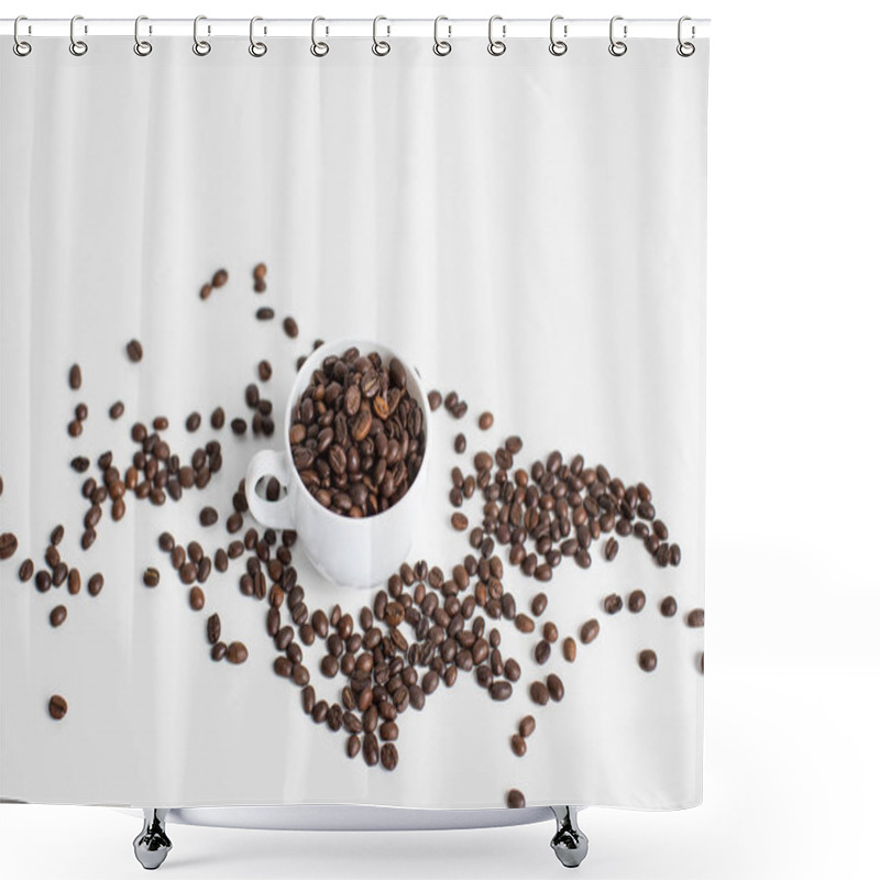 Personality  Cup With Coffee Beans Shower Curtains