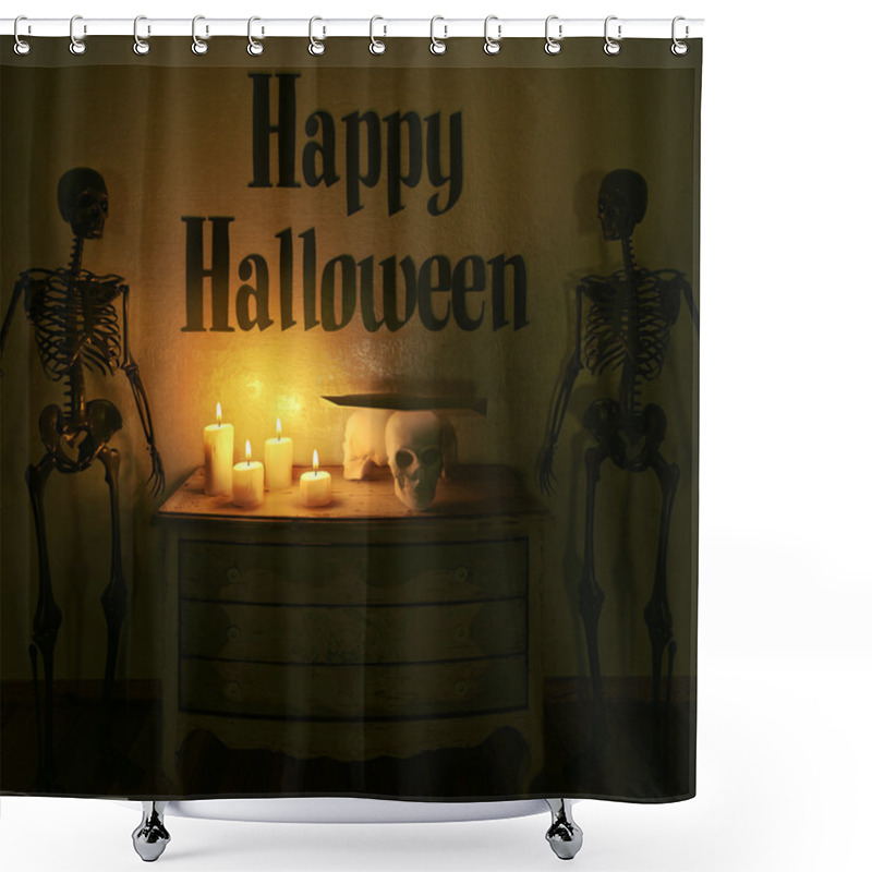 Personality  Halloween Jack-O-Lantern Pumpkin On A Chair. Shower Curtains