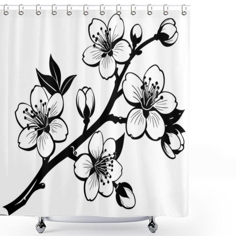 Personality  Hand Drawn Flowers On A White Background Shower Curtains