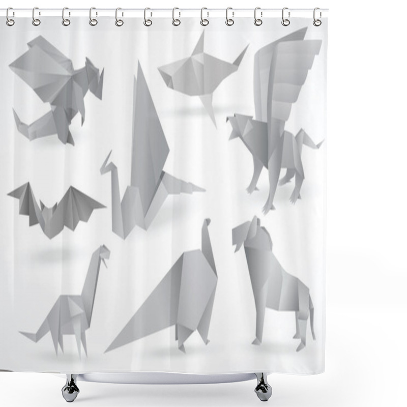 Personality  Origami Animals (black & White) Shower Curtains