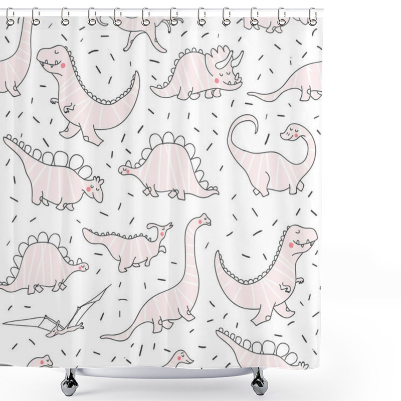 Personality  Cute Dinosaurs Seamless Pattern Shower Curtains