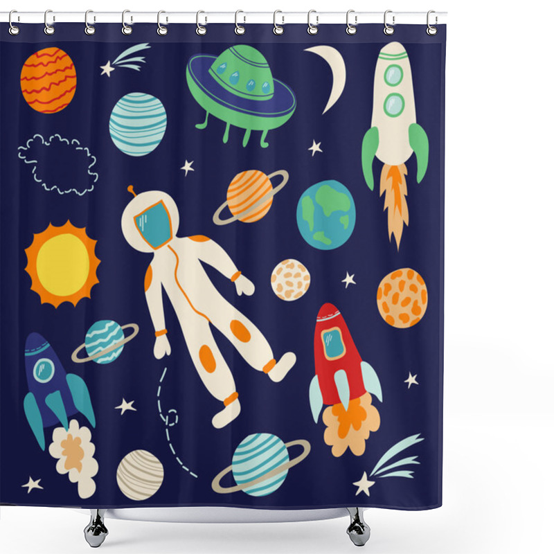 Personality  Set Of Space Design Elements Shower Curtains