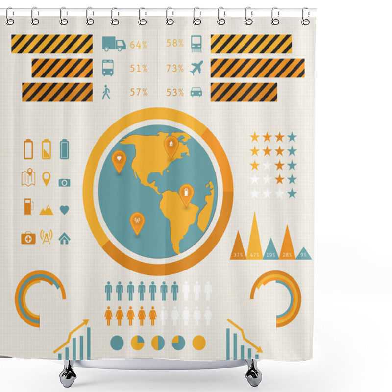 Personality  Vector Infographics Set. Vector Illustration  Shower Curtains