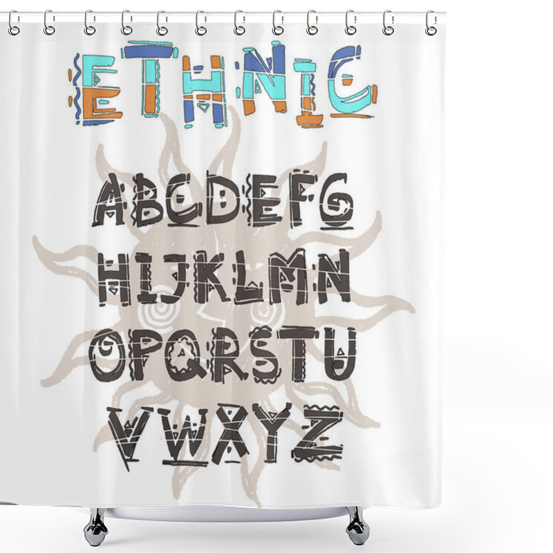 Personality  Vector Ethnic Alphabet. Hand Drawn Letters. Letters Of The Alphabet Written With A Water Based Marker Shower Curtains